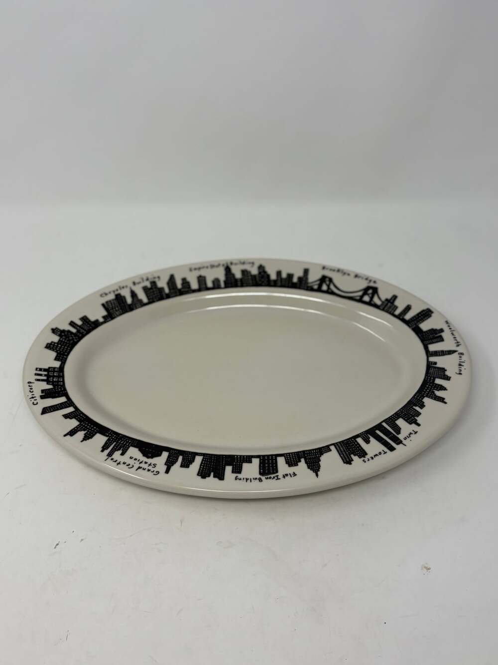 Vintage Fishs Eddy 212 New York City Homer Laughlin serving platter cream black